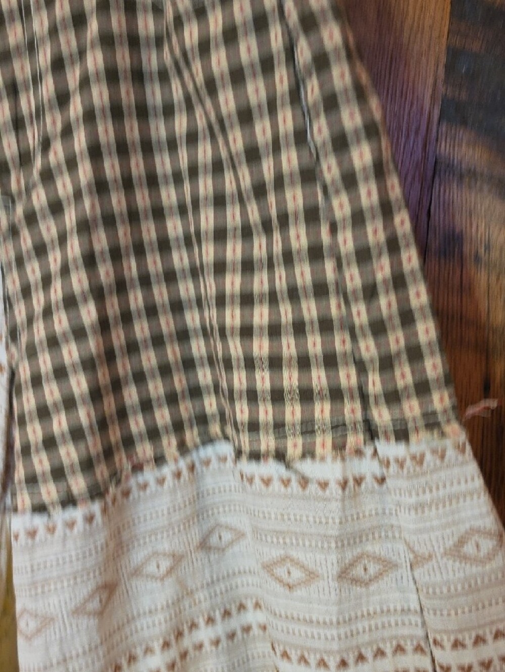 040p POL Patchwork A-Line Tiered Maxi Pants in Cream and Brown - Picture 7 of 14